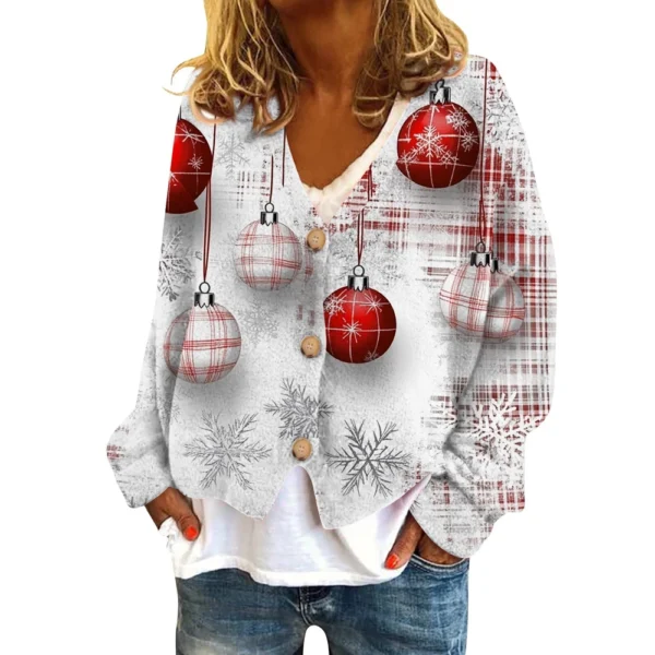 Women's Fashion Short Coat Casual Long Sleeve Printed Single Breasted Plush Top - Image 33