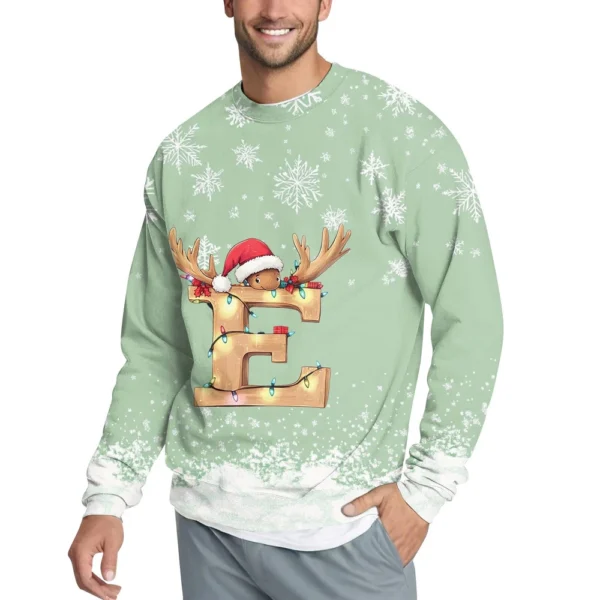 Men's Casual Fashion Comfortable Christmas Printed Round Neck Pullover - Image 4