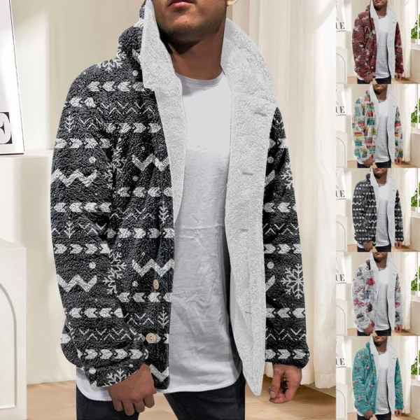 Men'S Winter Zipper Hooded Fleece Sweatshirt With Patch Pocket Casual Jacket