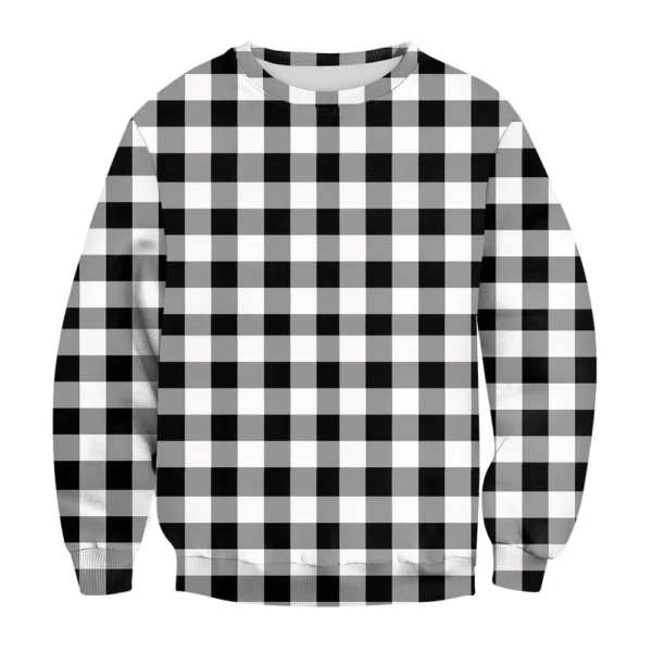 Men's Casual Fashion Comfortable Plaid Round Neck Pullover Sweatshirt Sweatshirt - Image 12
