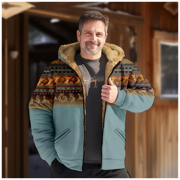 Men's Winter Print Jacket Men's Casual Trend Zipper Hooded Jacket - Image 28