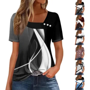 Women's Short Sleeved Loose Daily Casual Round Neck Fashion Printed T-Shirt