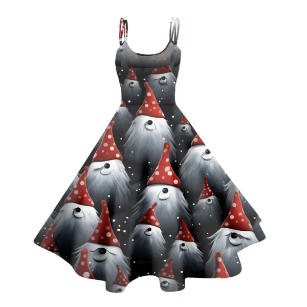 Women's Fashion Christmas Printed Sexy Strapless Gothic Cocktail Dress Punk, - Image 9