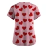 Women's Valentine's Day Printed  Uniform Work Uniform V-Neck Pocket Protective - Image 11