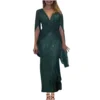 Women's Fashionable Solid Color V Neck Sequin Sexy Evening Dress Party Long - Image 19