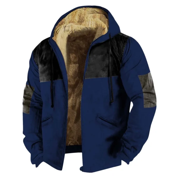Men's Winter Print Jacket Men's Casual Trend Zipper Hooded Jacket - Image 20