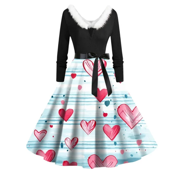 Women's Fashion Round Neck Casual Slim  Printed Long Sleeve Dresses - Image 23