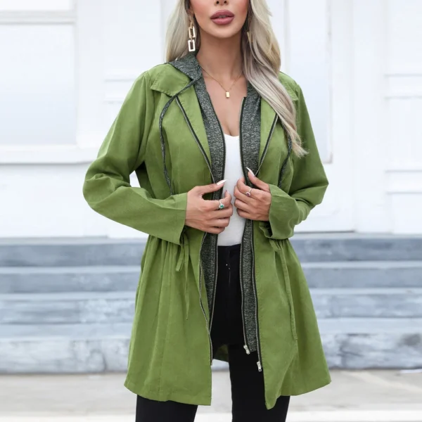 Coat long long sleeve windbreaker with hat - Image 6