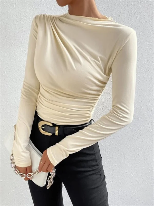 Women's Solid Color Slim Long Sleeve T-Shirt Women - Image 11
