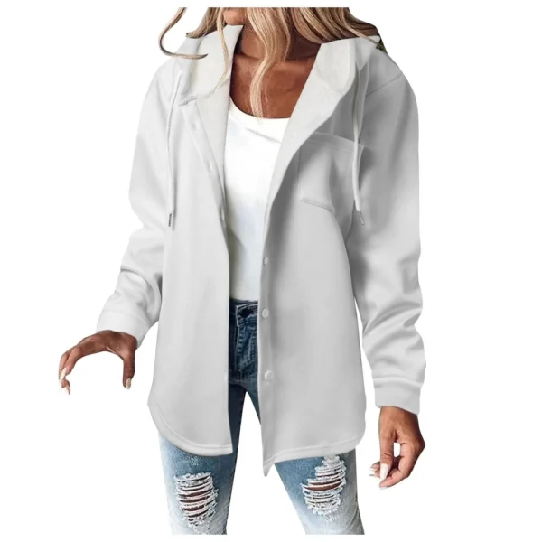 Fleece Hoodies For Women Warm Print Sweatshirt Button Lined Drawstring Hooded - Image 53