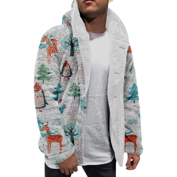 Men'S Winter Zipper Hooded Fleece Sweatshirt With Patch Pocket Casual Jacket - Image 4