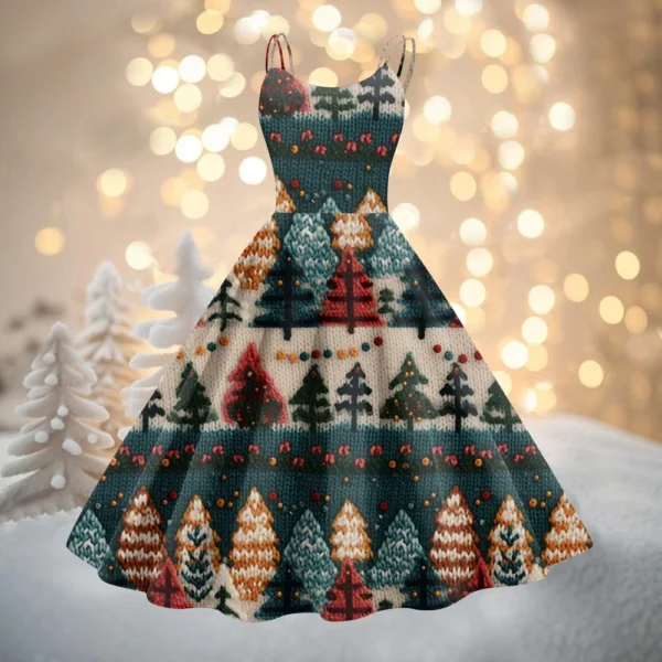 Women's Fashion Christmas Printed Sexy Strapless Gothic Cocktail Dress Punk, - Image 22