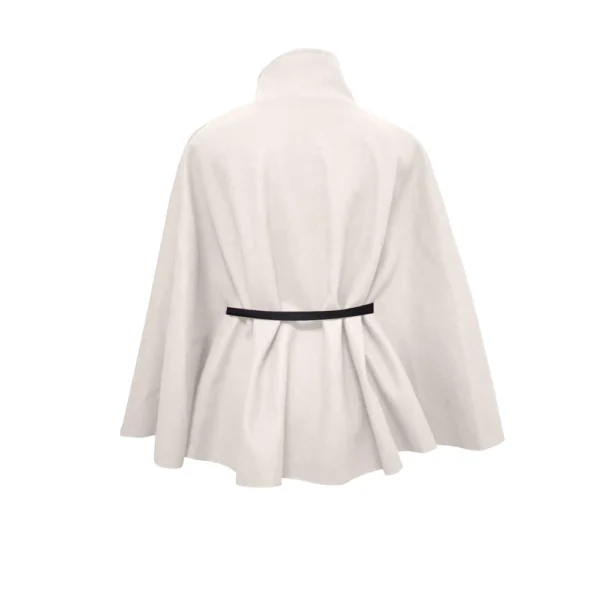 Women's Fashion Solid Waist Tie Woolen Cape Coat - Image 12