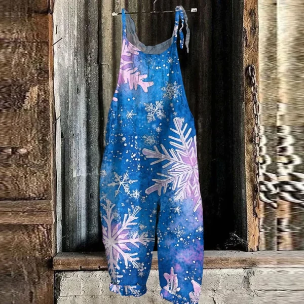 Women's Christmas Shoulder Strap Casual Loose Vintage Jumpsuit Print - Image 16