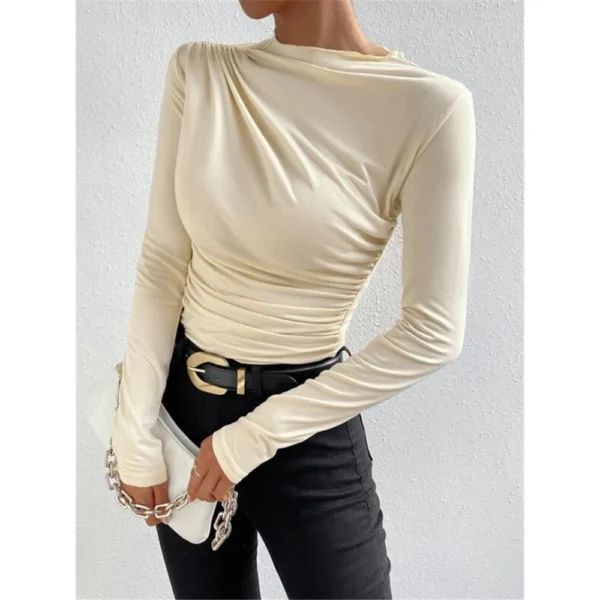 Women's Solid Color Slim Long Sleeve T-Shirt Women - Image 6