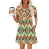 Women's Summer Casual Petal Slim Stripe Pleated Solid Color Dresses - Image 25