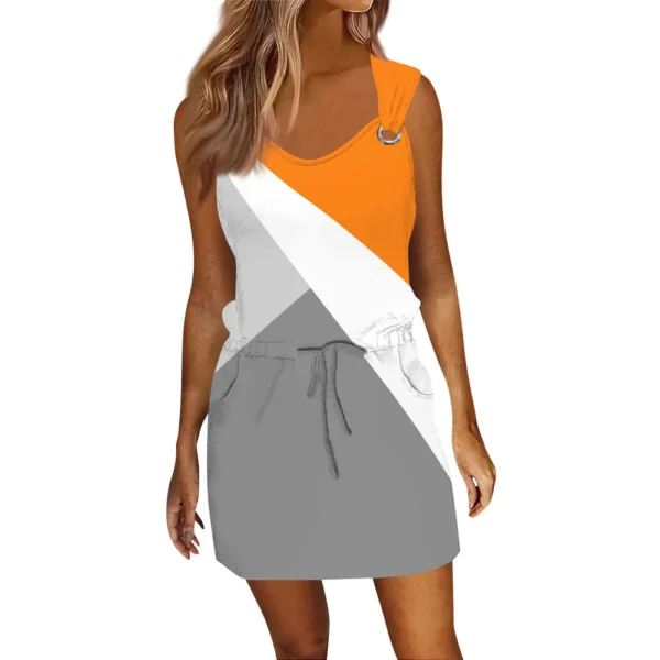 Women's Fashion Casual Printed Sleeveless Drawstring Dress With Pockets - Image 40