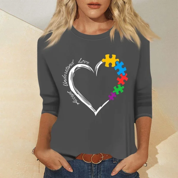 Women's Basic Printed Fashion Casual Easter Plus Size Tops 3/4 Sleeve Pullover - Image 16