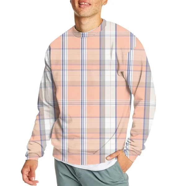 Men's Casual Fashion Comfortable Plaid Round Neck Pullover Sweatshirt Sweatshirt - Image 30