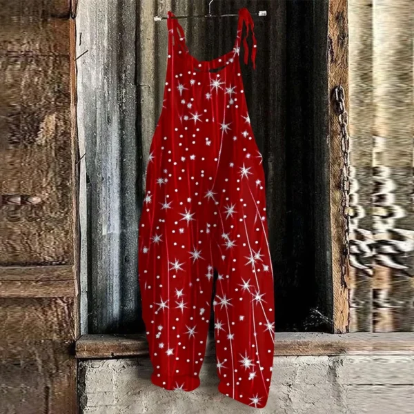 Women's Loose Print Casual Christmas Vintage Jumpsuit Shoulder Strap - Image 34