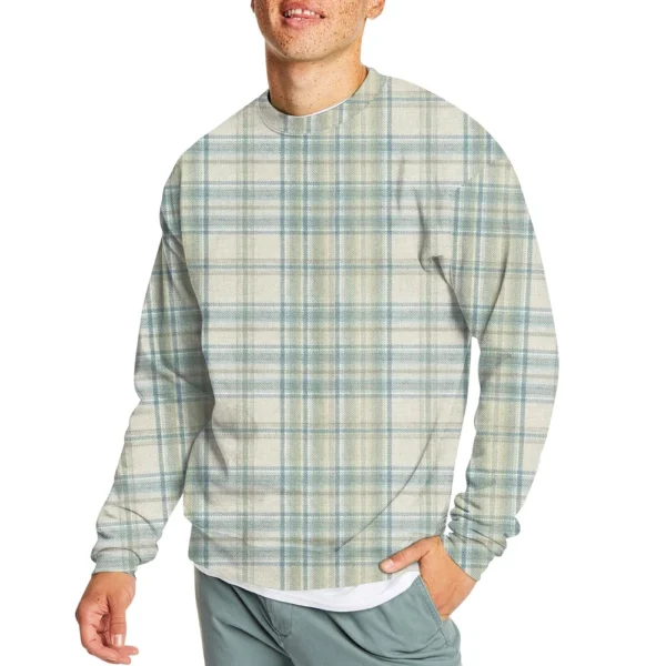 Men's Casual Fashion Comfortable Plaid Round Neck Pullover Sweatshirt Sweatshirt - Image 8