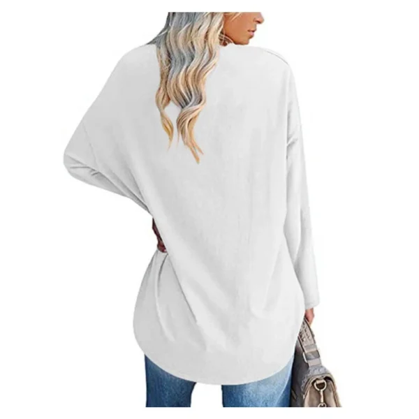 Women's shirt loose collar solid color women's top - Image 24