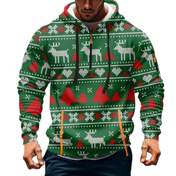 Men's Printed Sweatshirt Hoodie Zipper Arm Pocket Cardigan Men's Sports Large - Image 22