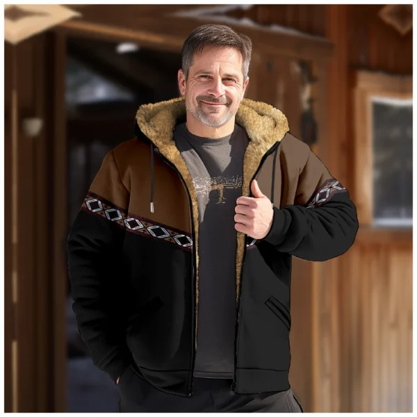 Men's Winter Print Jacket Men's Casual Trend Zipper Hooded Jacket - Image 16