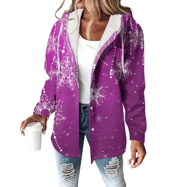 Women's Coat Casual And Fashionable Composite Thick And Warm Printed Hooded - Image 10