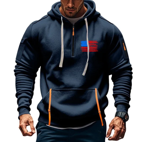 Men's Printed Sweatshirt Hoodie Zipper Arm Pocket Cardigan Men's Sports Large - Image 28