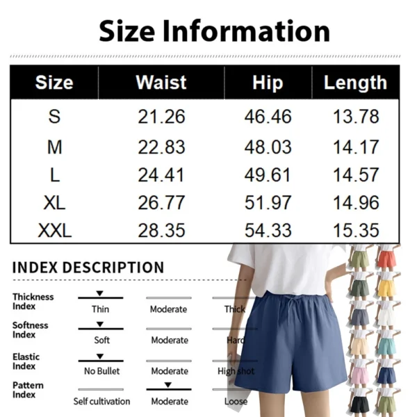 Women's Solid Color Linen Cotton Hemp Casual Sports Casual Shorts Pants. - Image 2