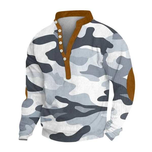 Men's Print Plush Warm Coat Fleece Sweater Casual Coat Pocket Sweater Winter - Image 16