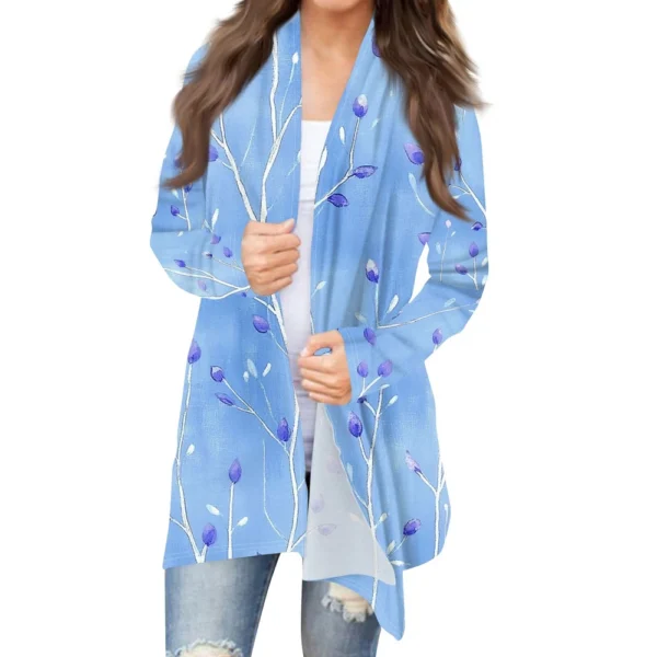 Women's Fashion Casual Vintage Floral Printed Mid-Length Cardigan Jacket - Image 3