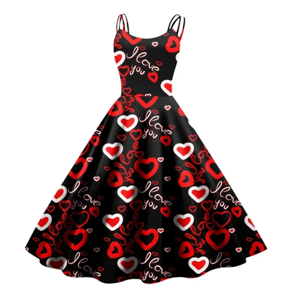 Christmas Ladies Casual Fashion Flower Print Sexy Off Shoulder Punk Retro Skirt - Image 16