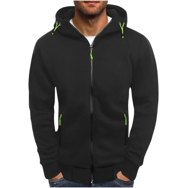Men's Warm Zip Up Hoodie Jacket Cotton Full Zipper Hooded Sweatshirt - Image 9