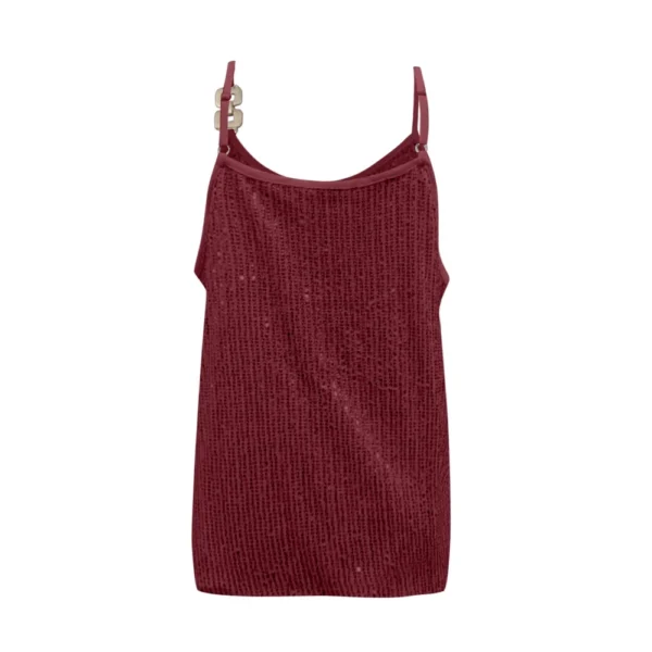 Women's Solid Color Sequined Sleeveless Suspender Top - Image 23