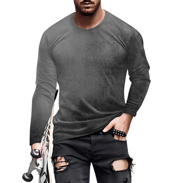 Men's T Shirt O-Neck Clothing Apparel Outdoor Long Sleeve Print Fashion - Image 11