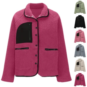 Women's Coat Casual And Fashionable Thick And Warm Solid Color Patchwork Jacket