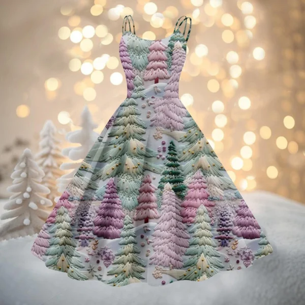 Women's Fashion Christmas Printed Sexy Strapless Gothic Cocktail Dress Punk, - Image 25