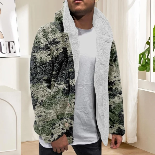 Men'S Winter Zipper Hooded Fleece Sweatshirt With Patch Pocket Casual Jacket - Image 19