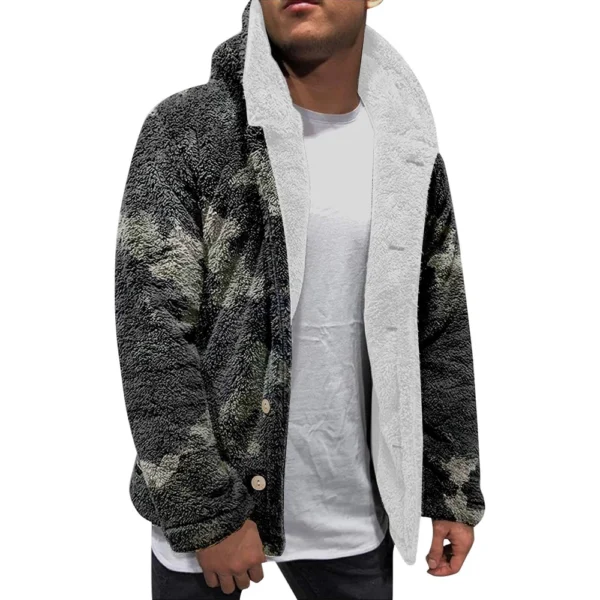 Men'S Winter Zipper Hooded Fleece Sweatshirt With Patch Pocket Casual Jacket - Image 3