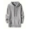 Men's Side Seam Pocket Hooded Lapel Solid Color Double-sided Velvet Hooded Long - Image 20