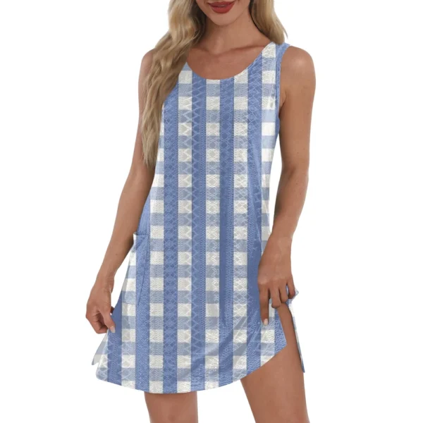 Women's Casual Sundress With Pockets Summer Boho Beach Dress T-Shirts Dress V - Image 7
