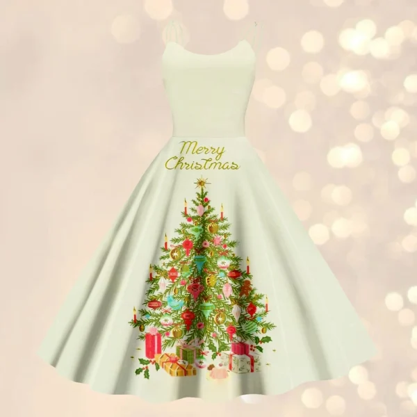 Christmas ladies casual fashion flower print sexy off shoulder punk retro skirt - Image 31