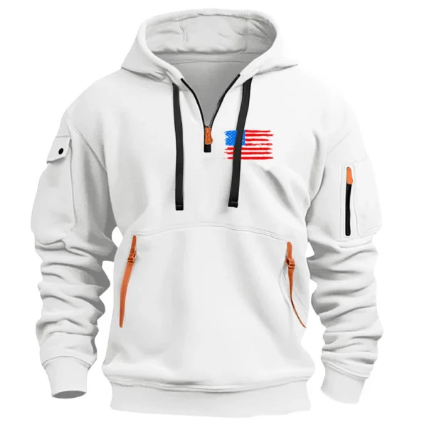 Men's Printed Sweatshirt Hoodie Zipper Arm Pocket Cardigan Men's Sports Large - Image 35