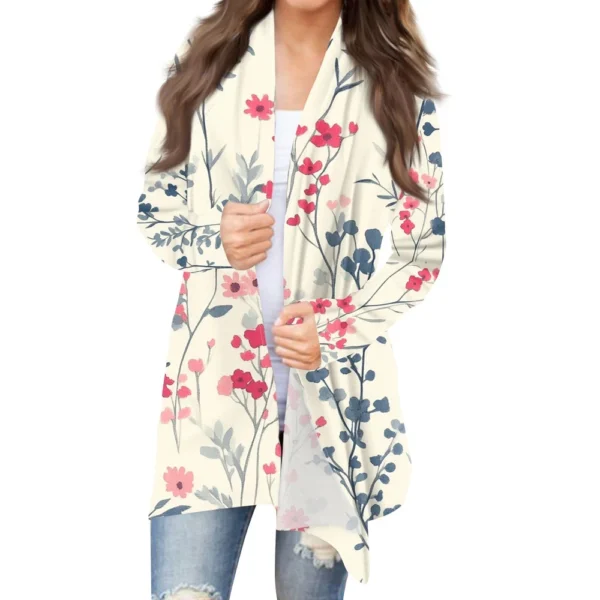 Women's Fashion Casual Vintage Floral Printed Mid-Length Cardigan Jacket - Image 34