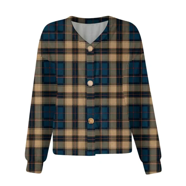 Women's Fashion Short Jacket Casual  Plaid Print Single Breasted Plush Top ﻿ - Image 12