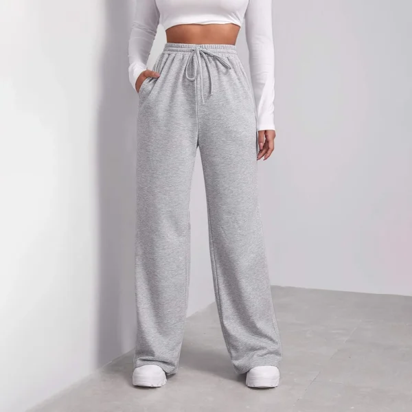 Women's Drawstring Track Pants Lined Pockets Ladies Wide Leg Sweatpants US - Image 5