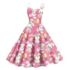 Women's  Casual Fashion Flower Print Sexy Off Shoulder Punk Retro Skirt - Image 2