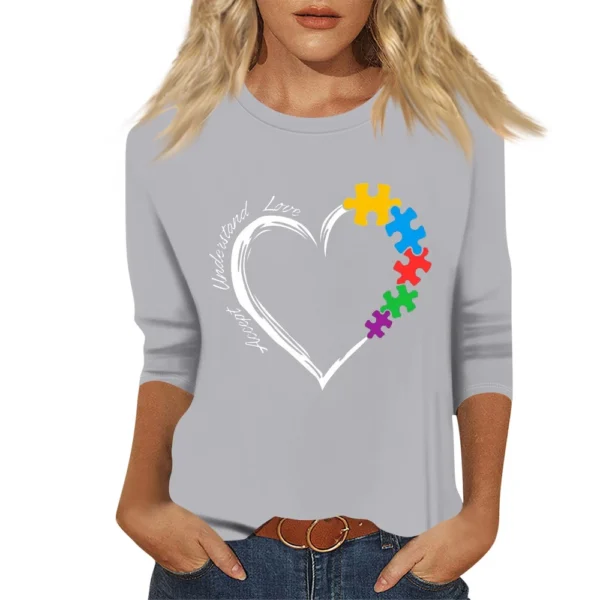 Women's Basic Printed Fashion Casual Easter Plus Size Tops 3/4 Sleeve Pullover - Image 7